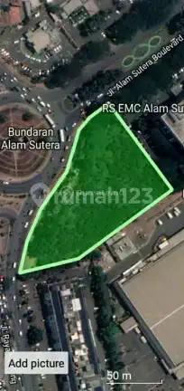 Disewakan Kavling Komersial Alam Sutera, Lokasi Persis Di Bunderan Alam Sutera
