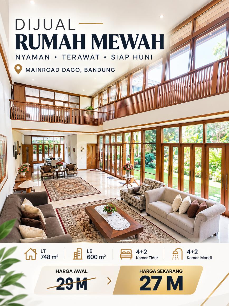 Rumah Mewah Mainroad Dago Dengan Halaman Samping Yang Luas 