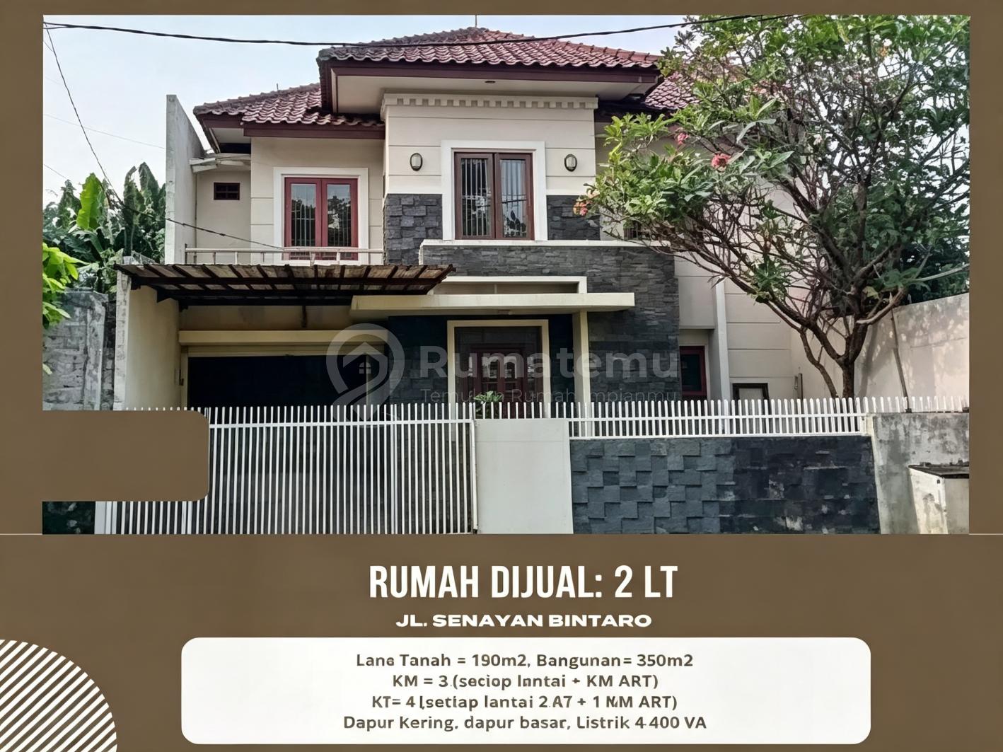 Dijual Rumah di Taman Senayan Bintaro Tangerang Selatan Harga Bagus, Luas Tanah 190M2 Luas Bangunan 350M2 Harga 3,7Miliar