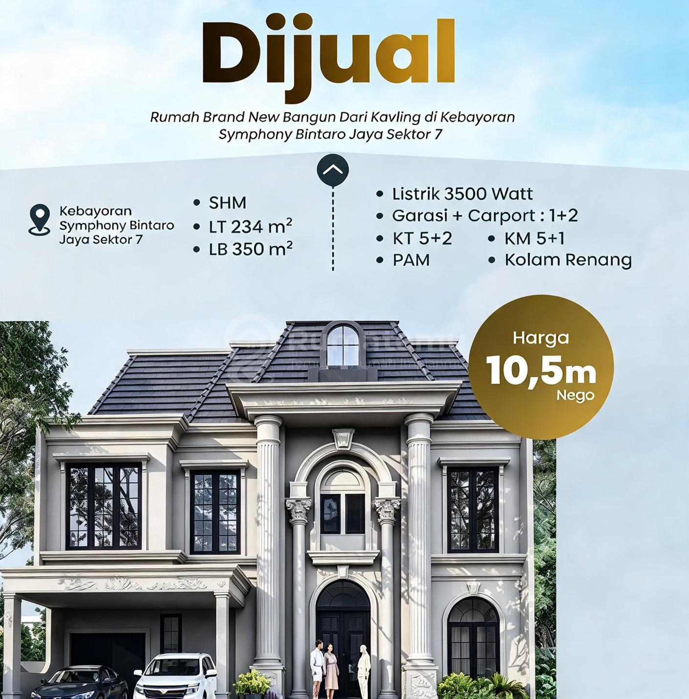 Dijual Rumah Siap Huni Brand New di Kebayoran Shimpony Bintaro Jaya Sektor
